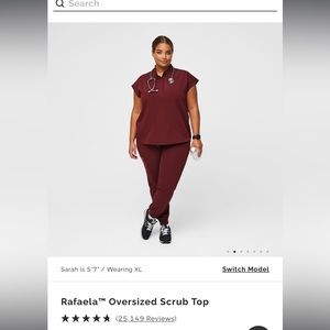 Figs Rafaela oversized scrub top, maroon. Large. EUC!